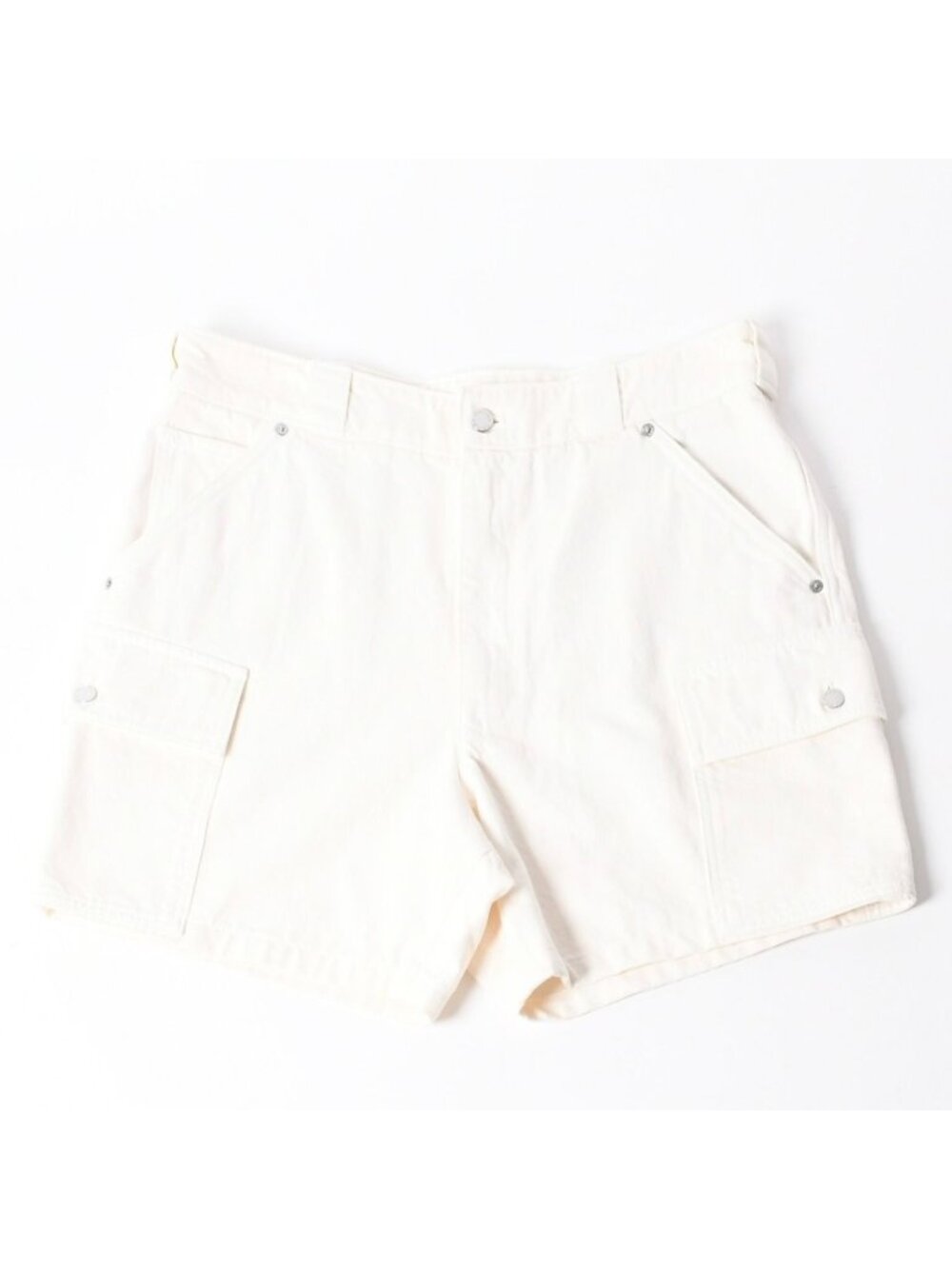 Prada White Denim Bermuda Shorts Half Metal Plate M Silver